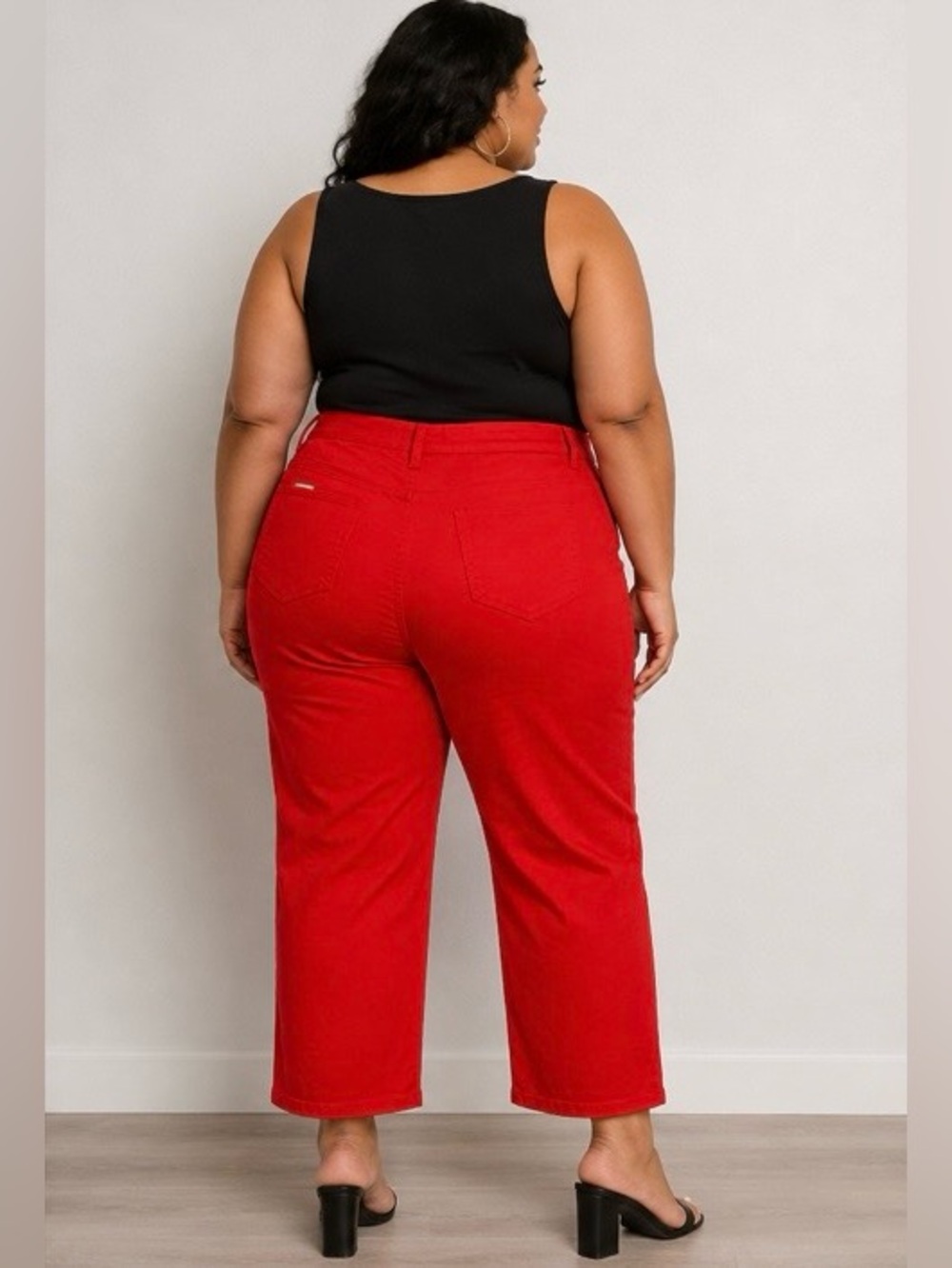 Plus-Size High-Rise Straight-Leg Pants in Red 22WP - Picture 2 of 7